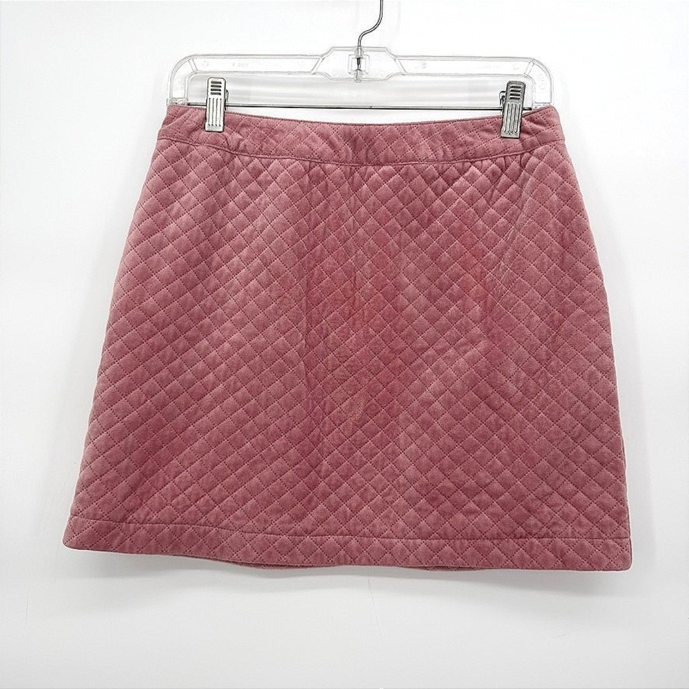 Mi Ami Mini Skirt Quilted Velvet Whimsy Pink Retro Y2K Back Zipper Size LG